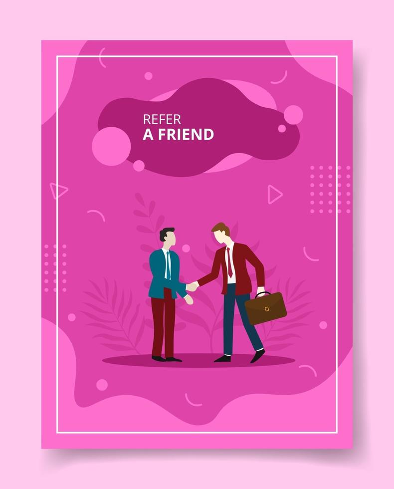 refer a friend businessman handshake for template of banners vector