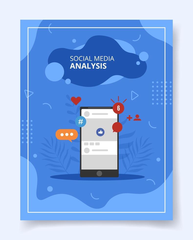 Social media analysis on smartphone for template of banners vector