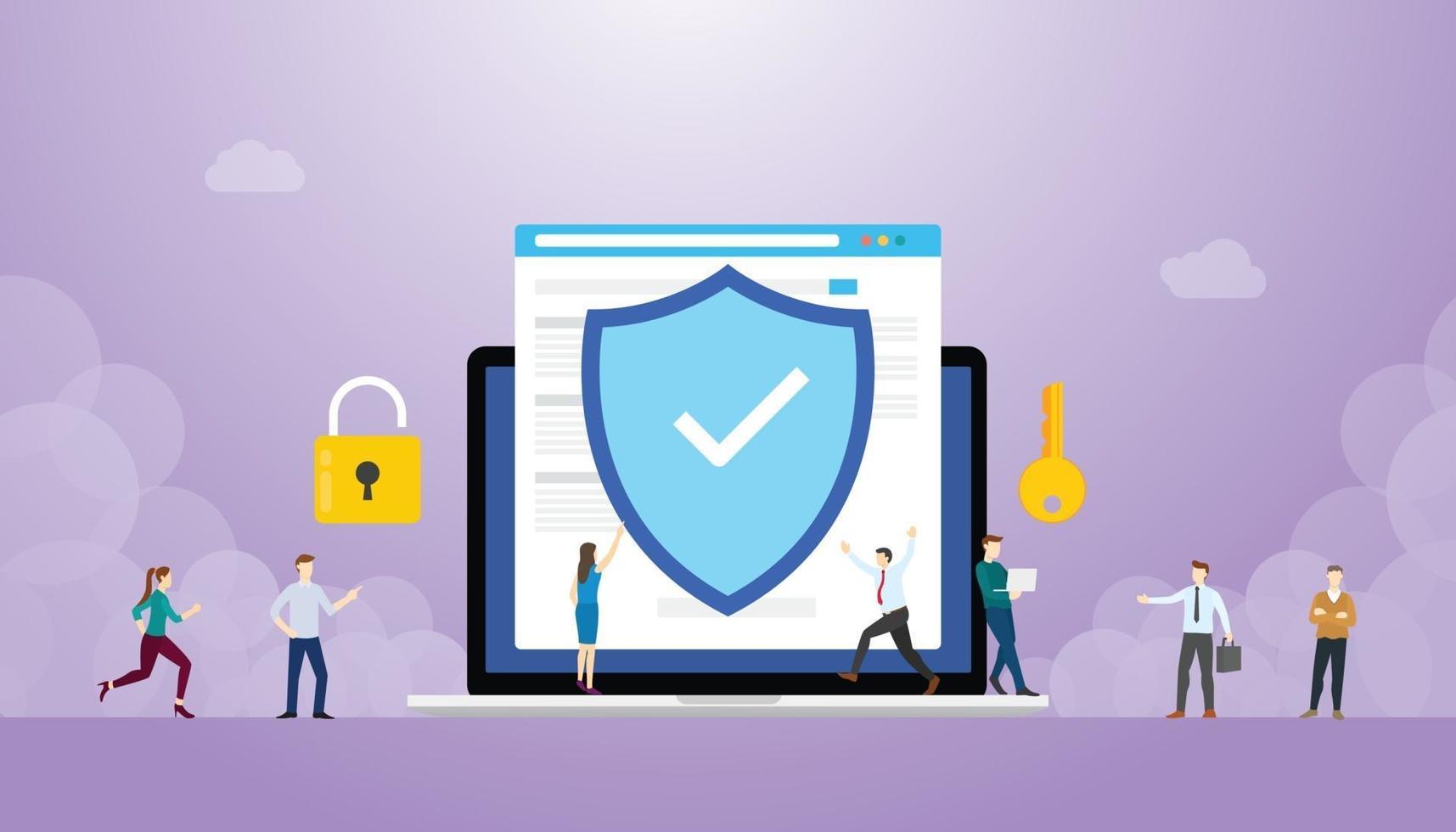 internet security concept with browser and people vector