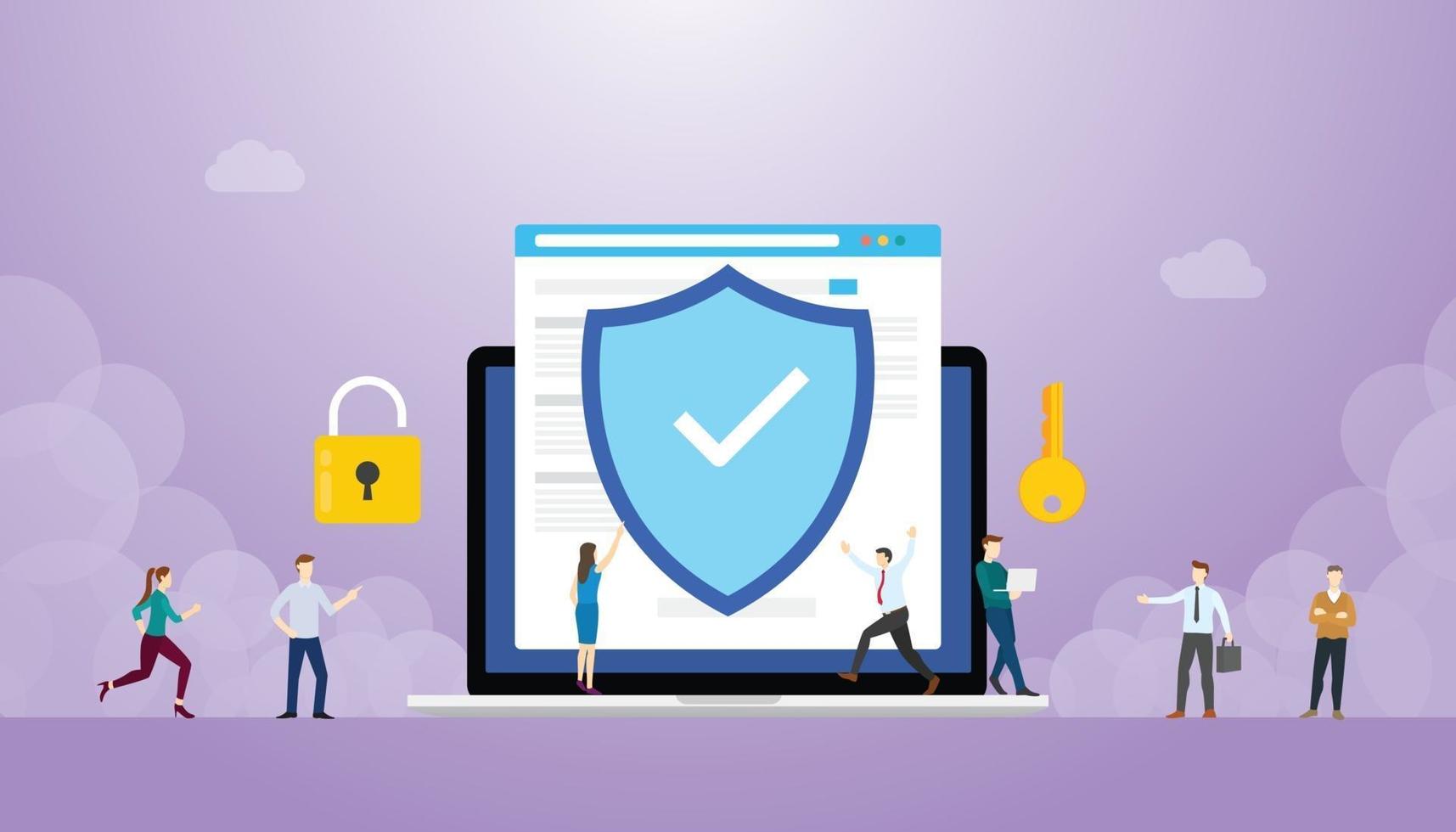 concepto de seguridad de internet con navegador y personas vector