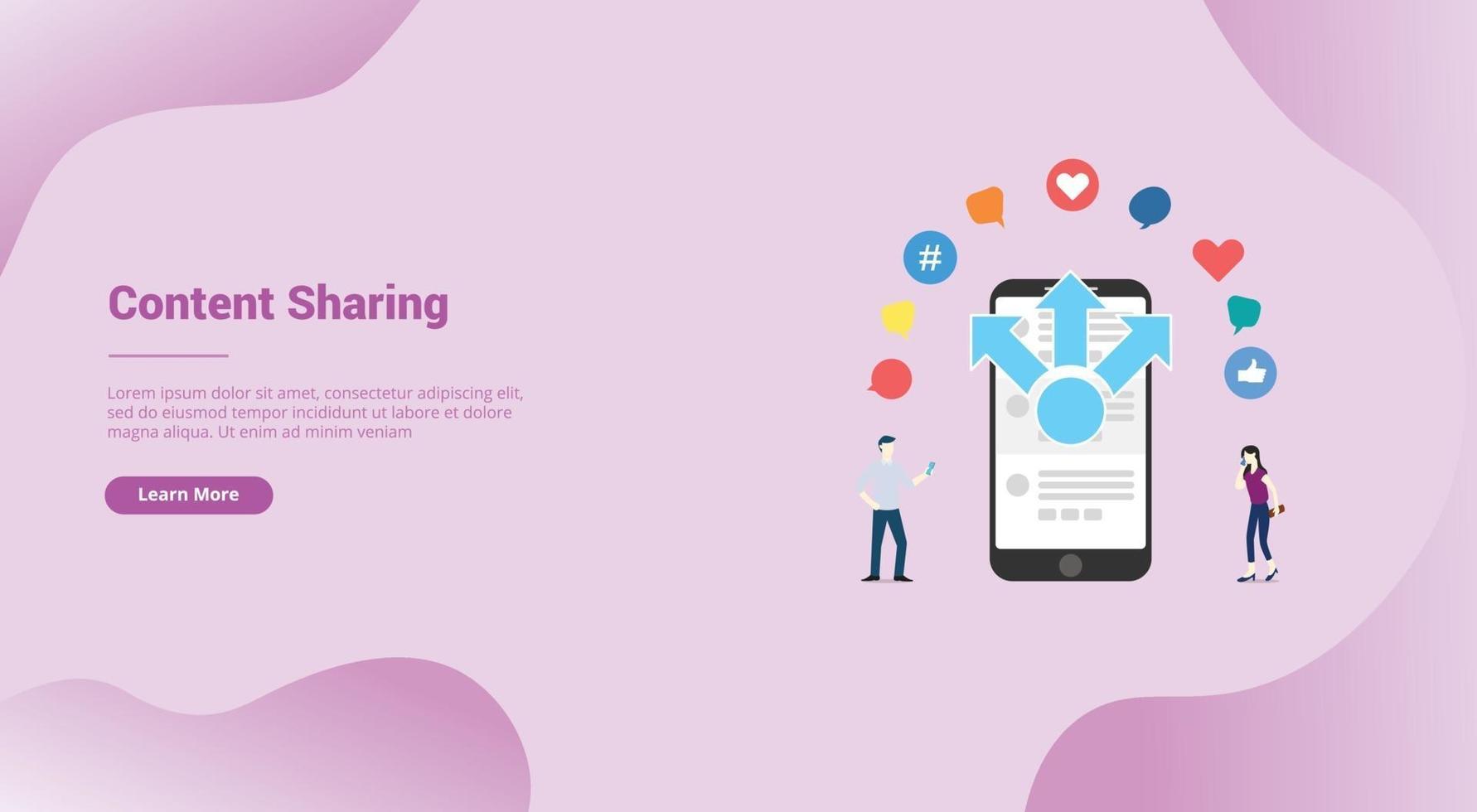 mobile sharing content media concept for website template vector