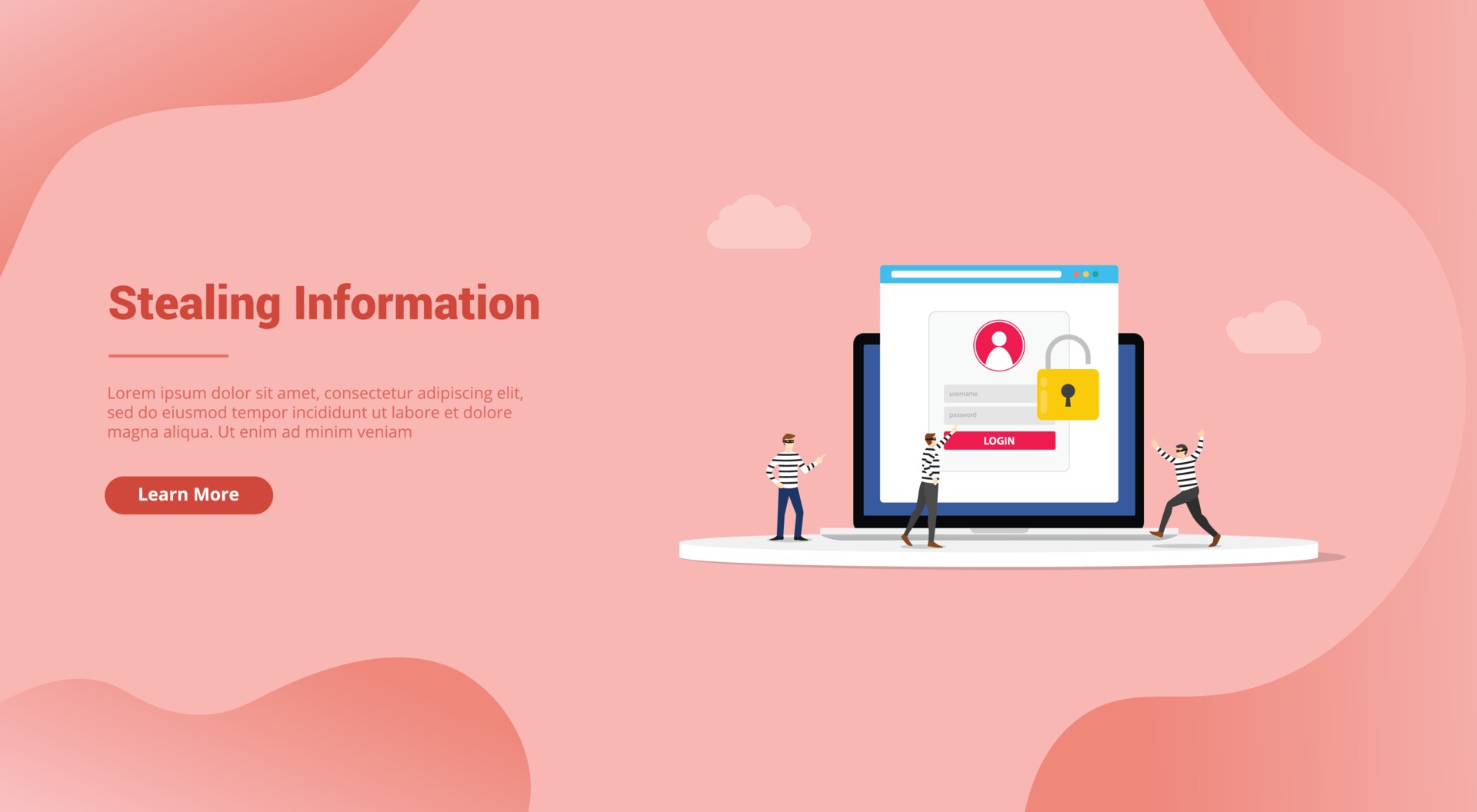 stealing information digital hacking thief concept 3301702 Vector Art ...