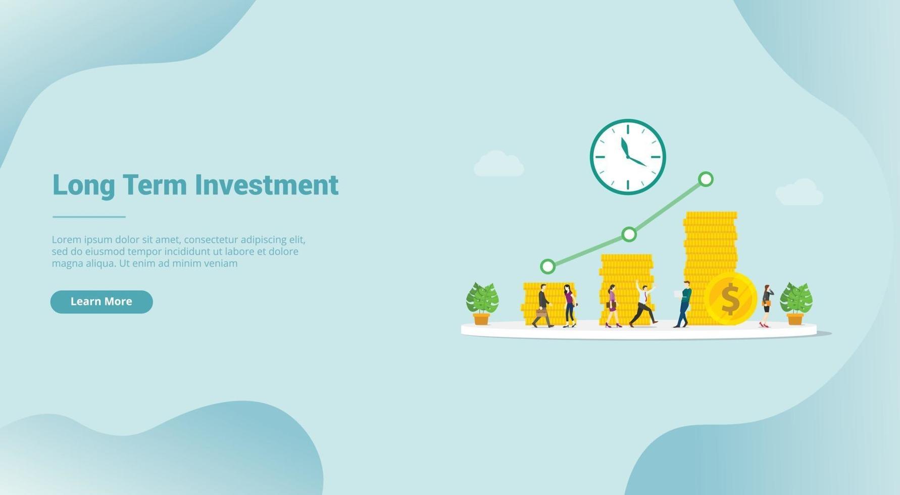 long term investment business concept profit for website template vector