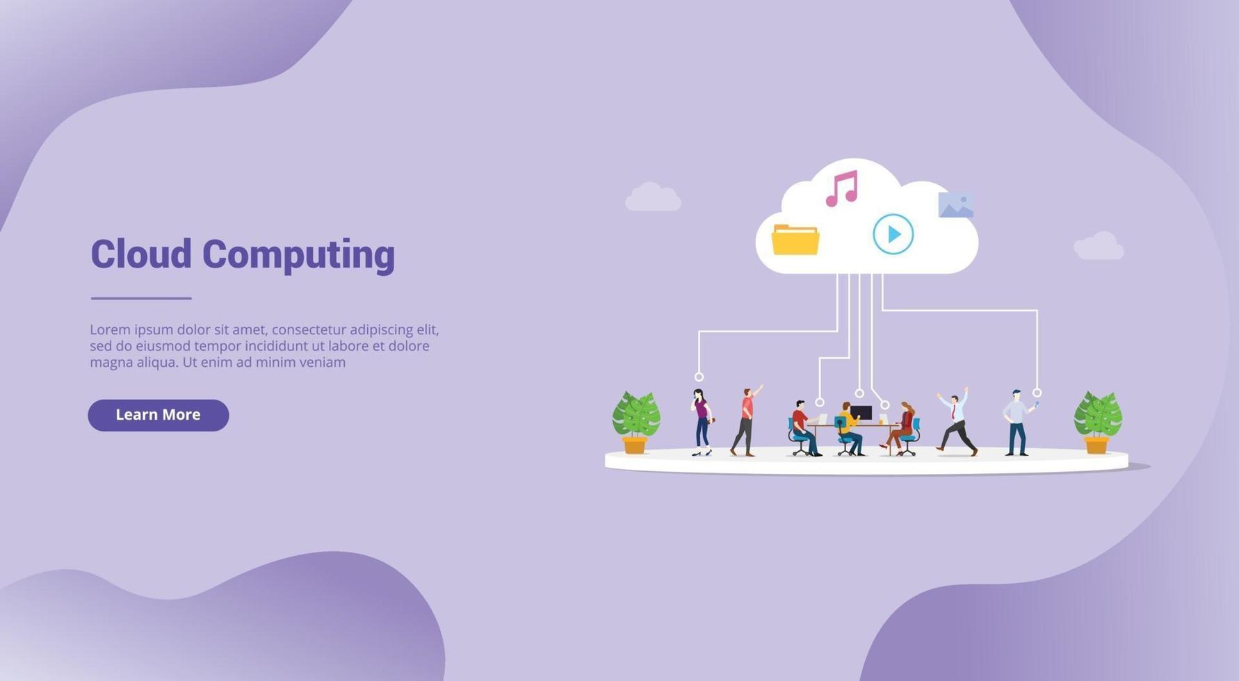 cloud computing technology file saving for website template vector