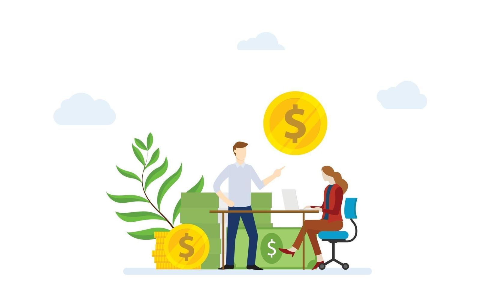 financial consultation concept with man and woman female discussion vector