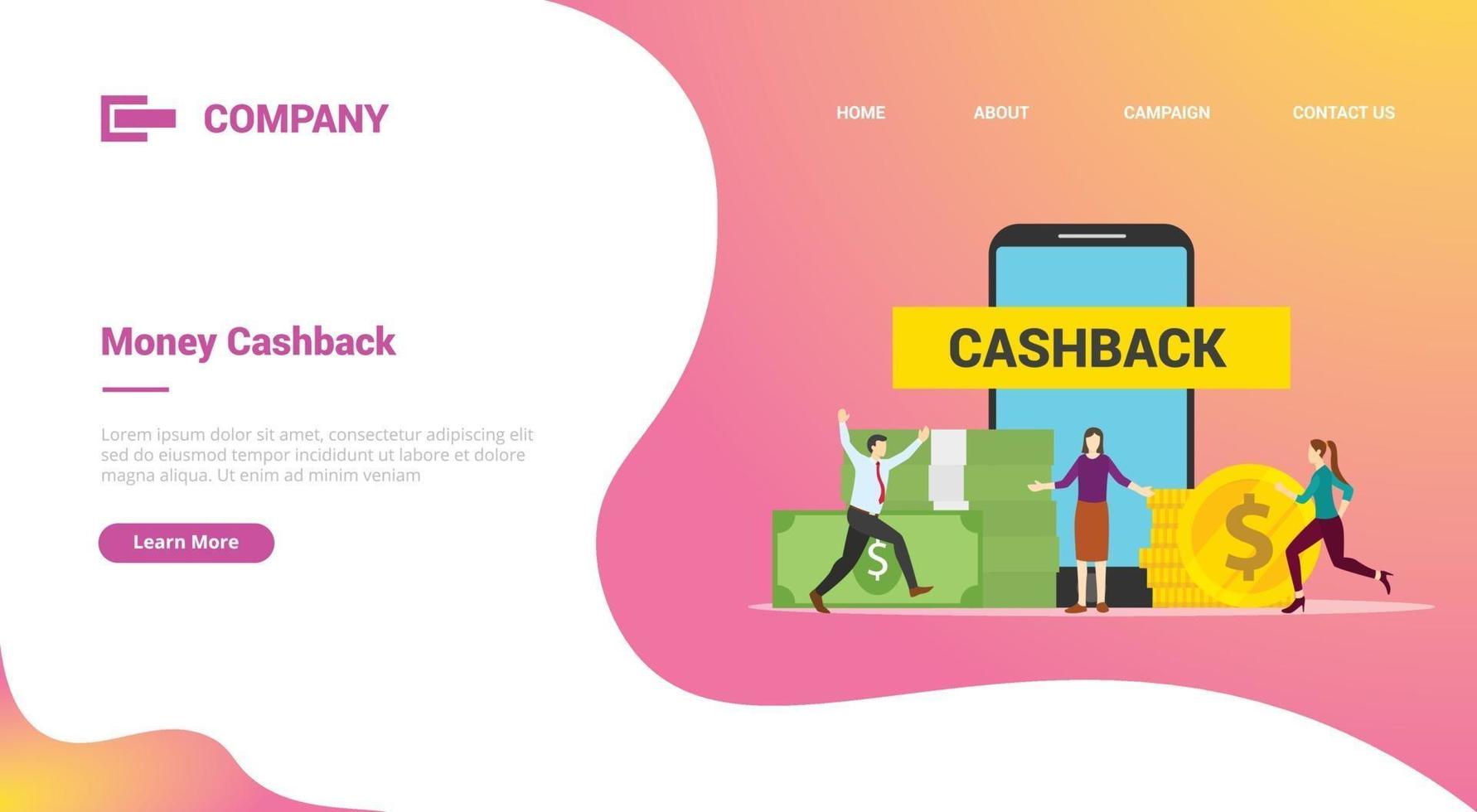 cashback bonus reward business with people and money vector