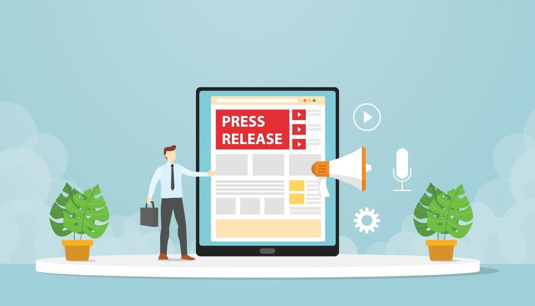 Public relations make press releases through company blogs vector