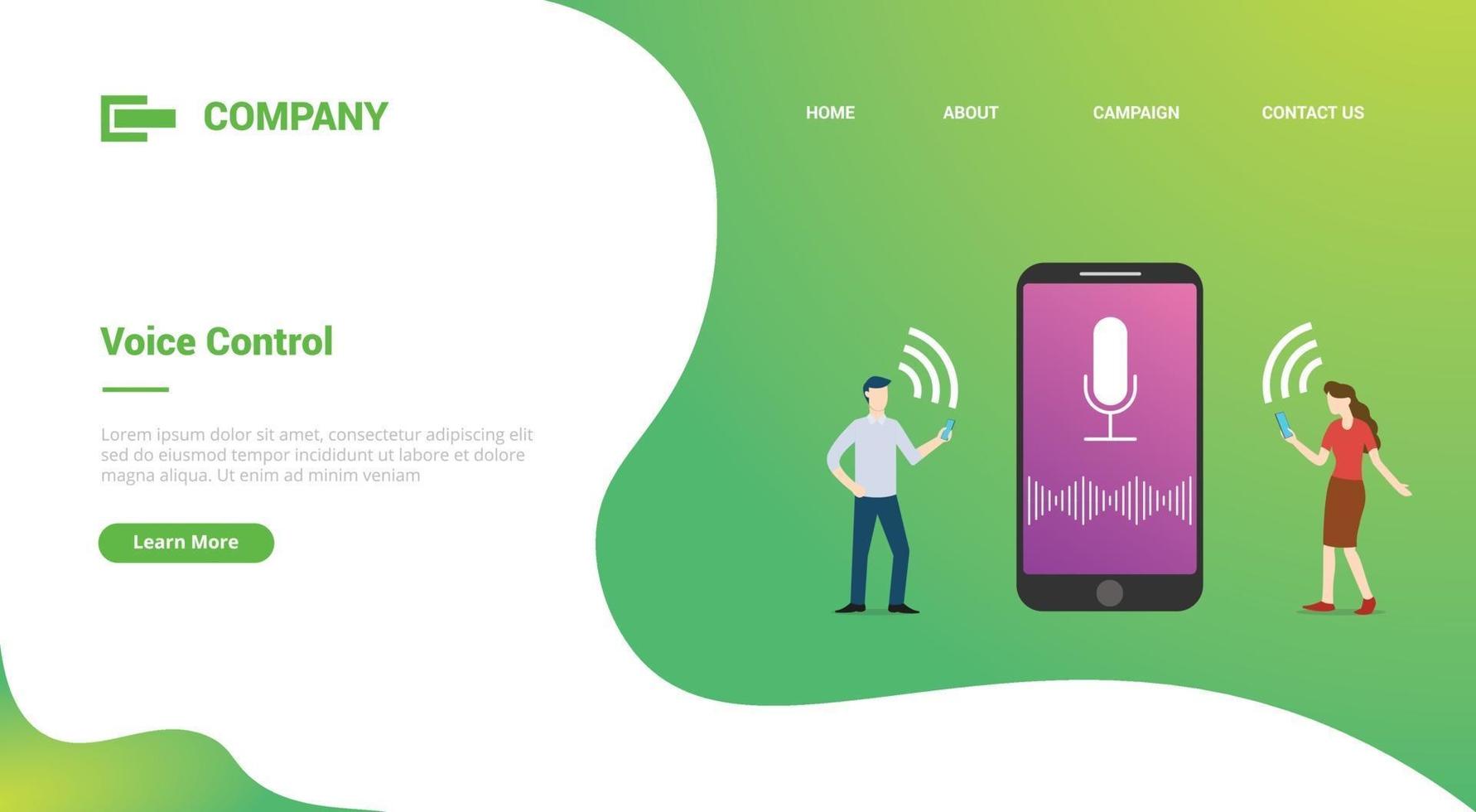 voice control technology concept with smartphone and people vector