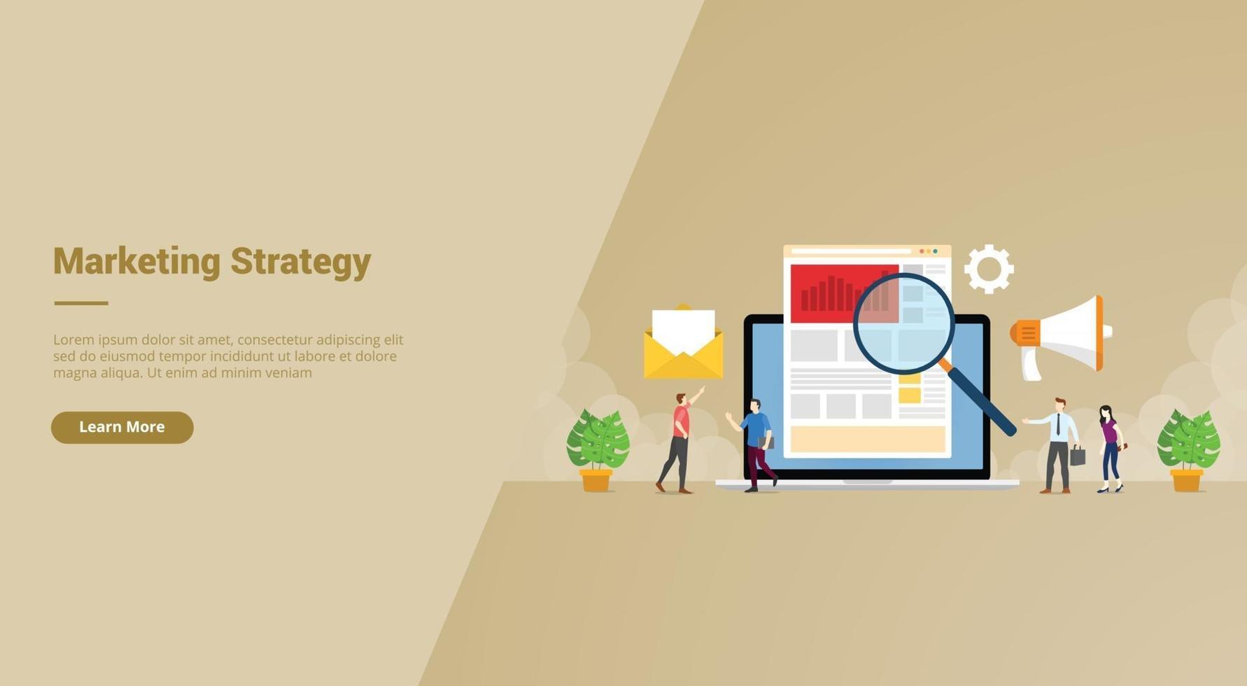 marketing strategy business people search market data advertise vector