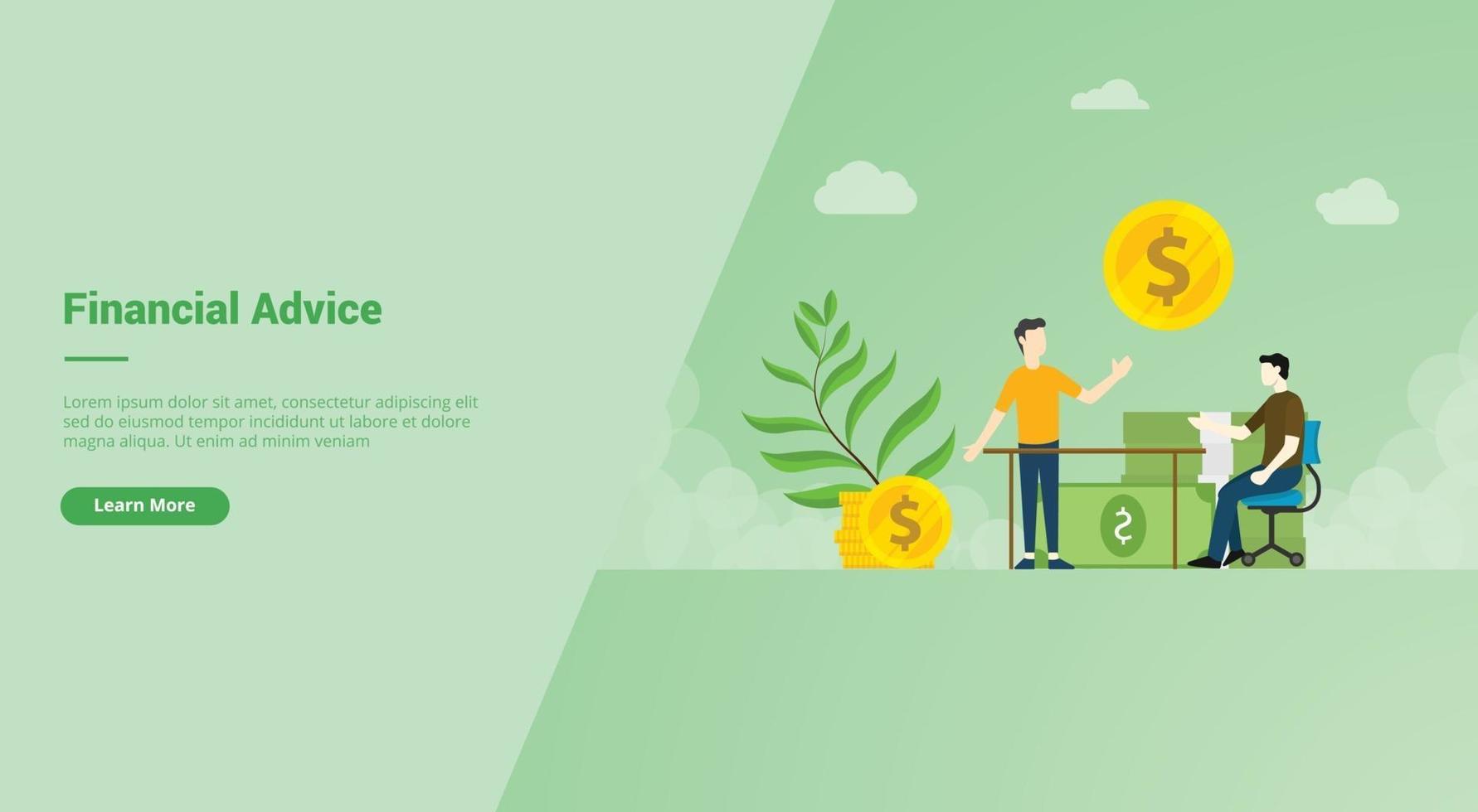 Financial Advice campaign concept for website template landing vector