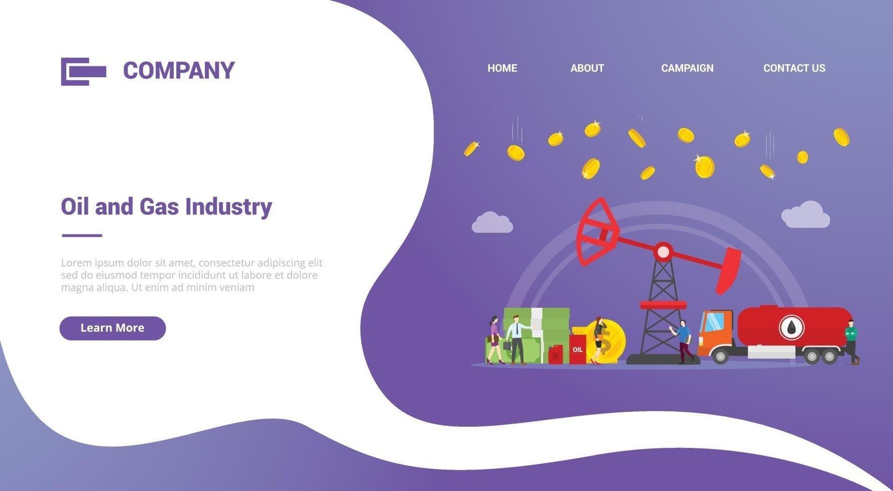 Beneficio empresarial de petróleo y gas para la plantilla de sitio web o la página de inicio de aterrizaje vector