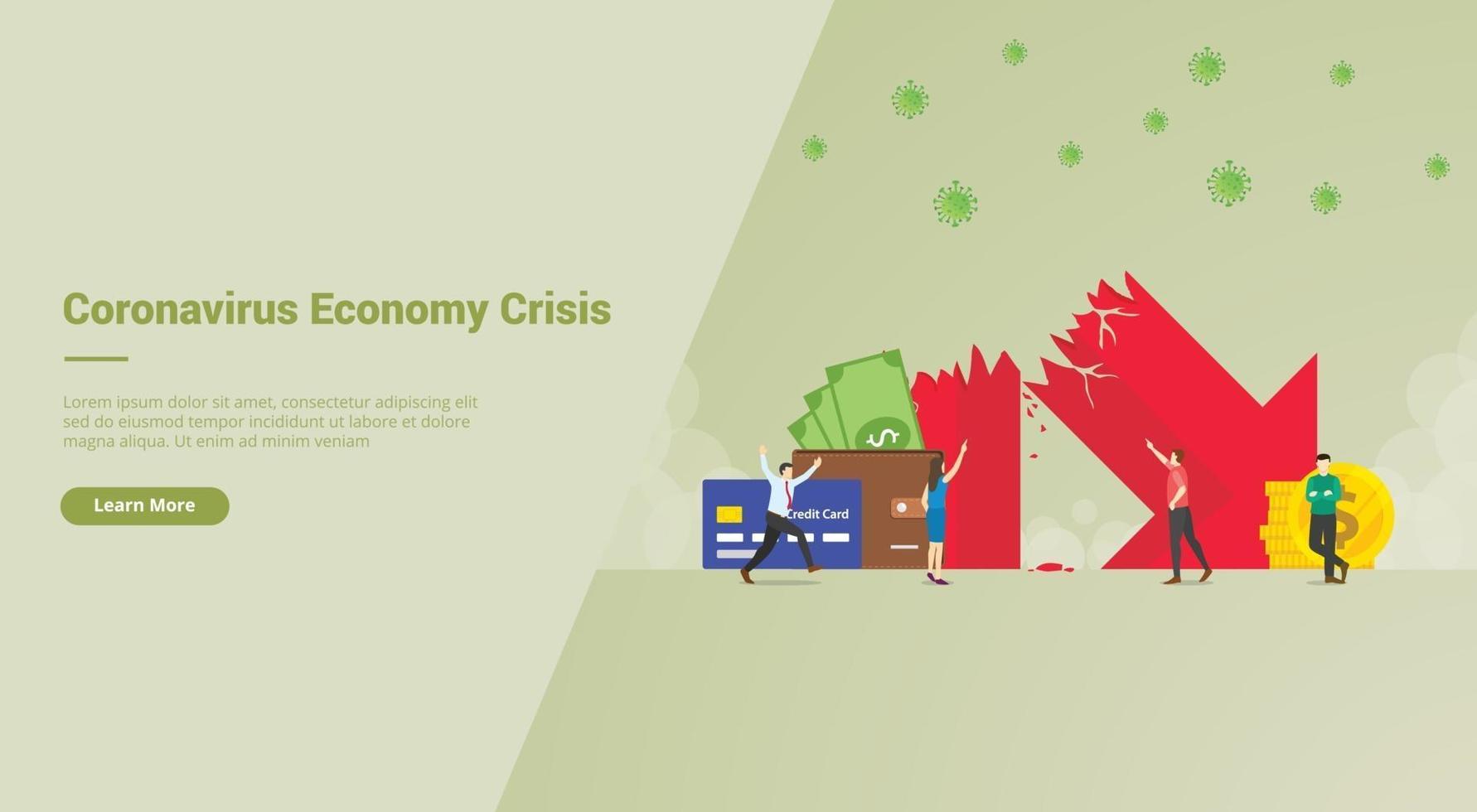 Corona Virus Economy Crisis campaign concept for website template vector