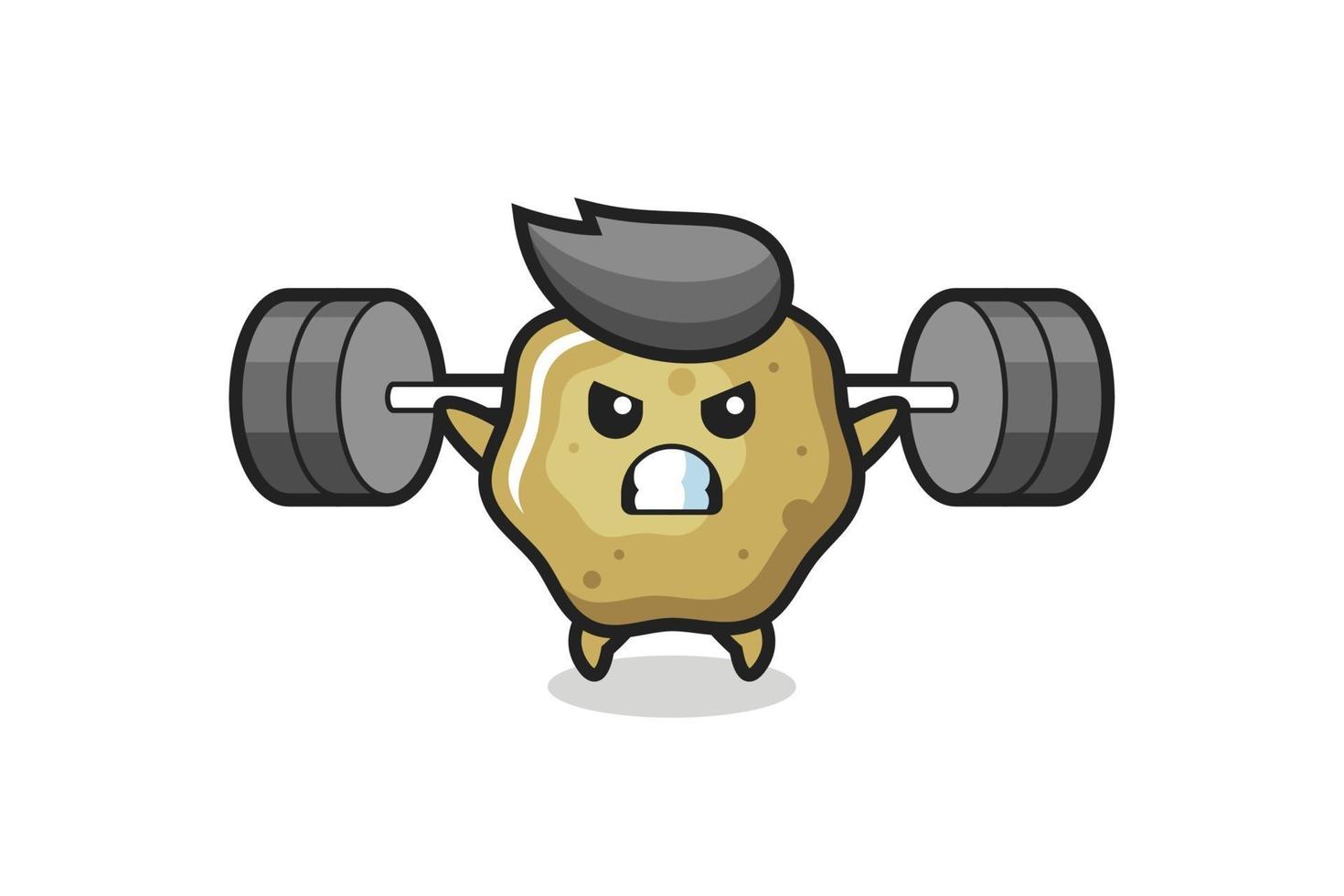 loose stools mascot cartoon with a barbell vector