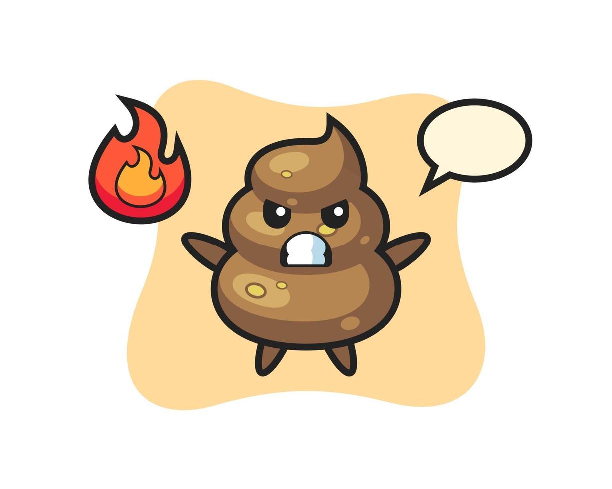 poop character cartoon with angry gesture vector