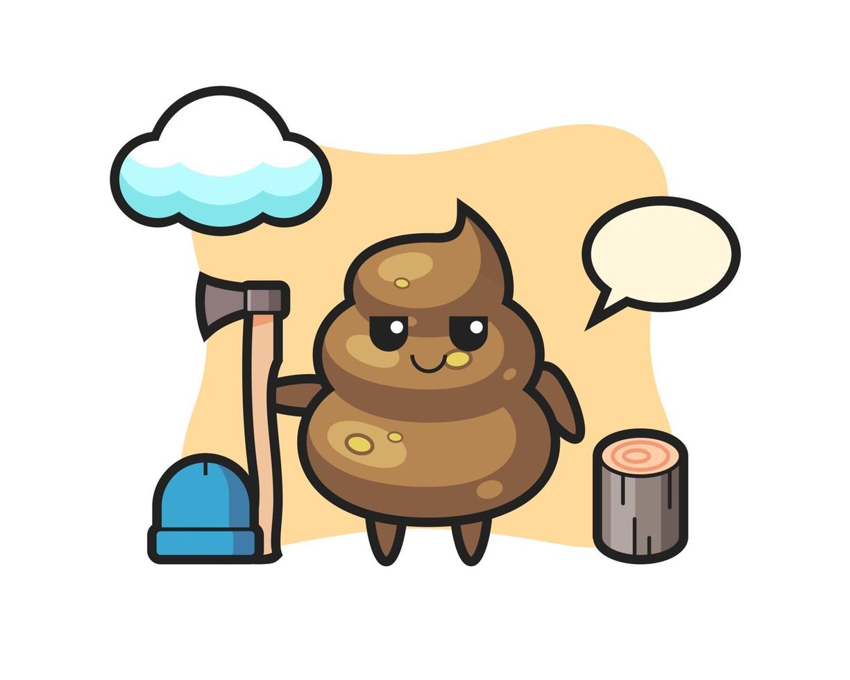 Character cartoon of poop as a woodcutter vector