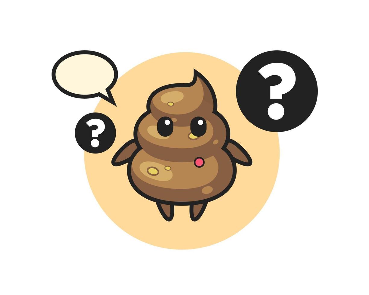 Cartoon Illustration of poop with the question mark vector