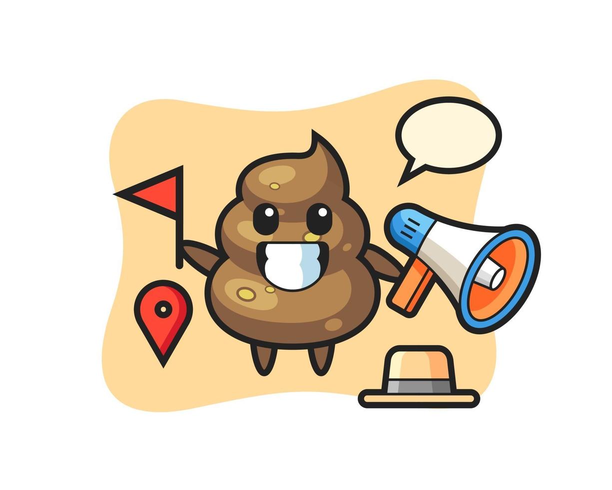 Character cartoon of poop as a tour guide vector