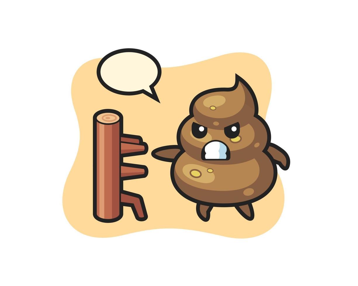 poop cartoon illustration as a karate fighter vector