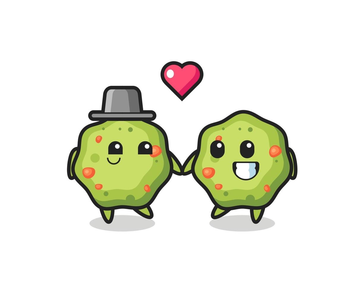 puke cartoon character couple with fall in love gesture vector
