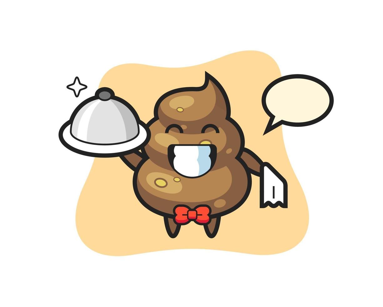 Character mascot of poop as a waiters vector