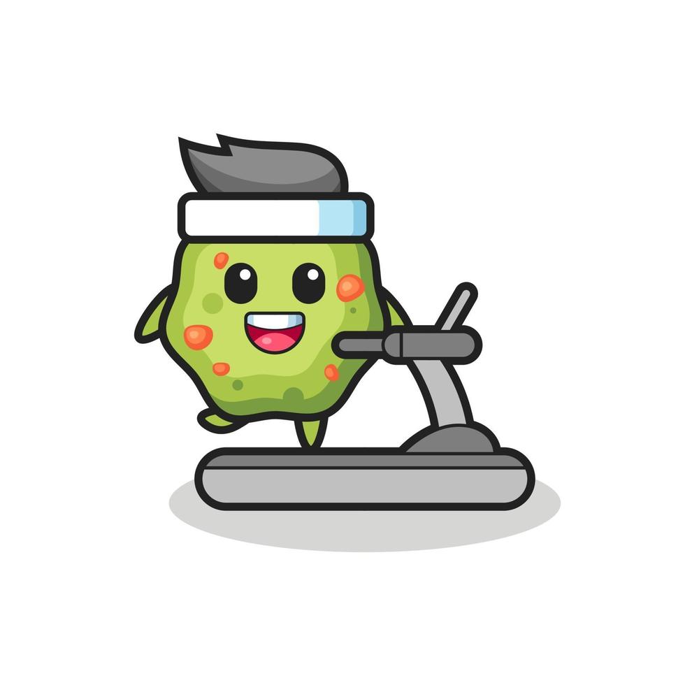 puke cartoon character walking on the treadmill vector