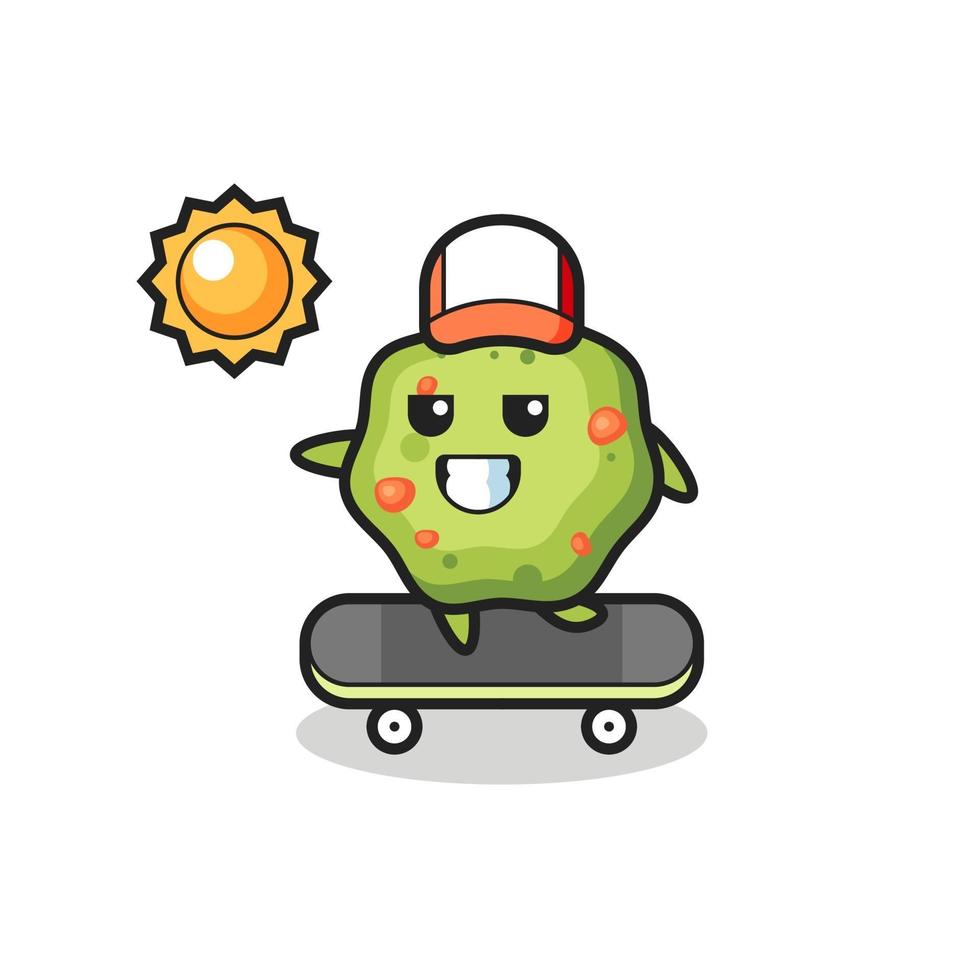 puke character illustration ride a skateboard vector