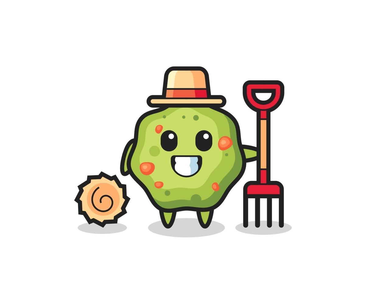 Mascot character of puke as a farmer vector