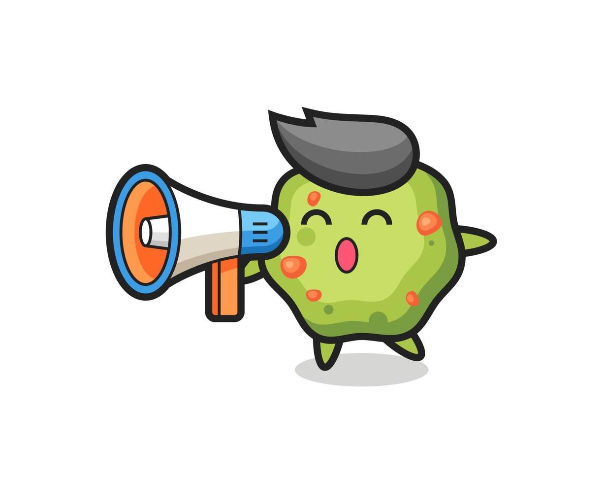 puke character illustration holding a megaphone vector