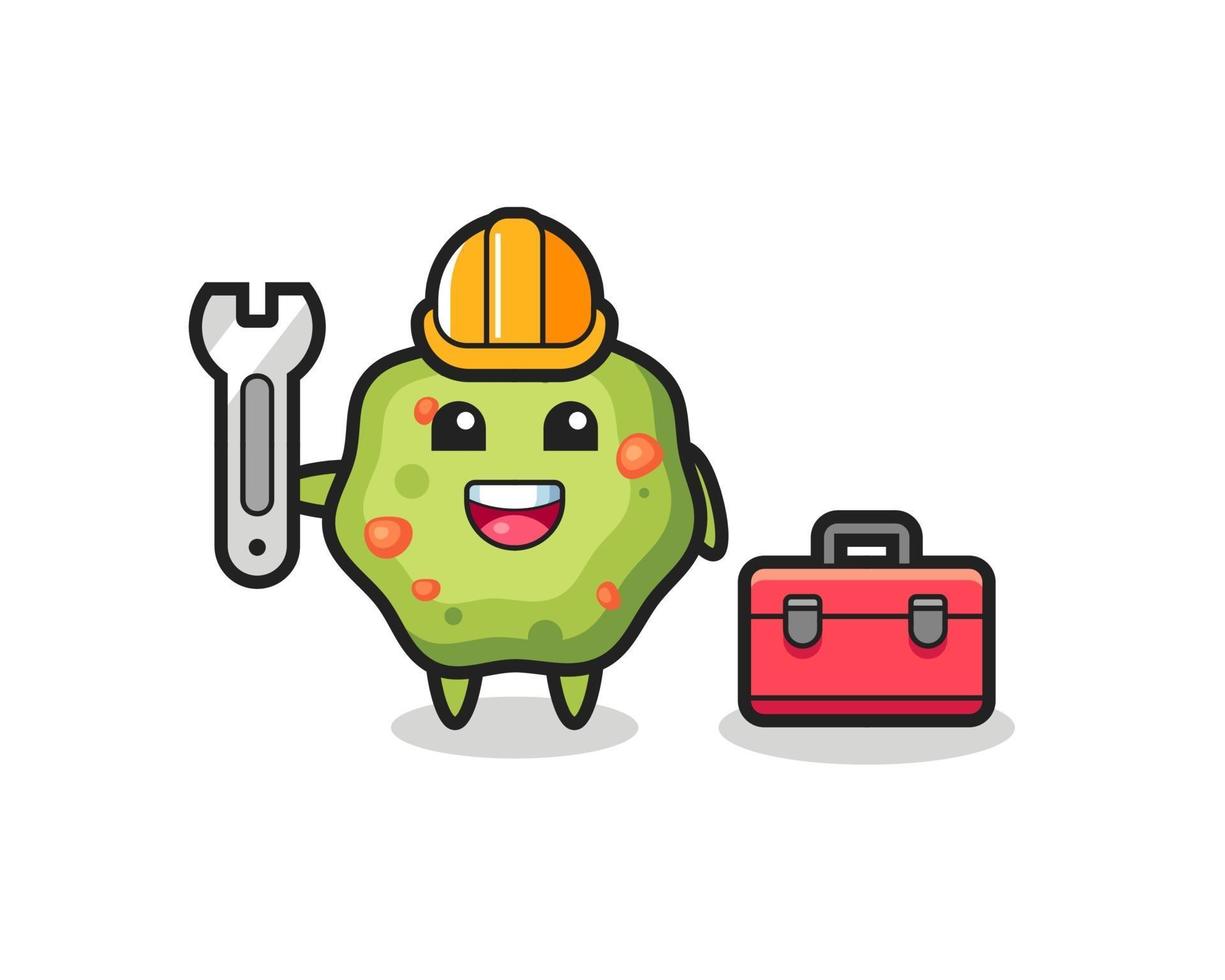 Mascot cartoon of puke as a mechanic vector