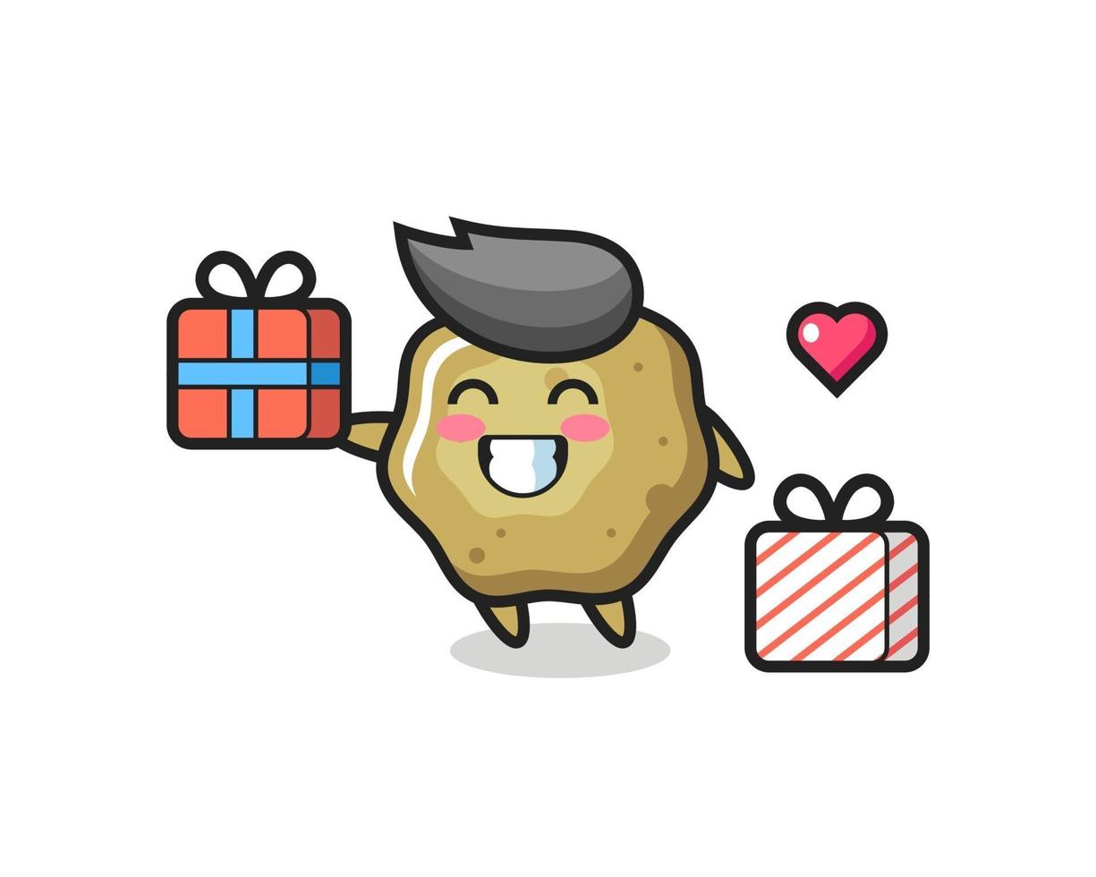 loose stools mascot cartoon giving the gift vector