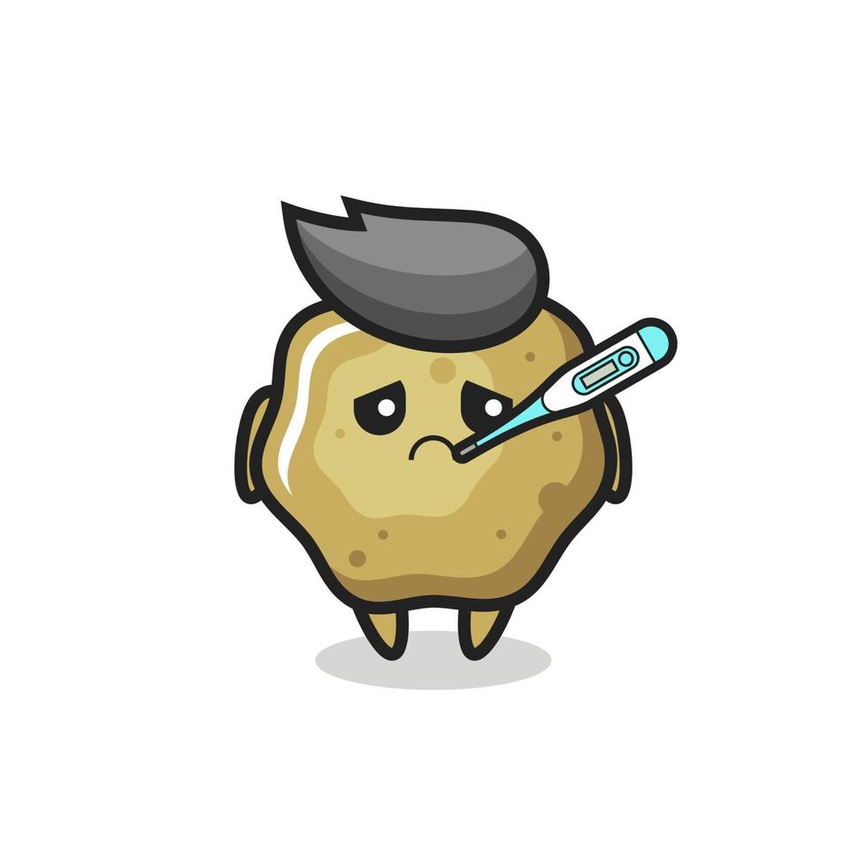 loose stools mascot character with fever condition vector