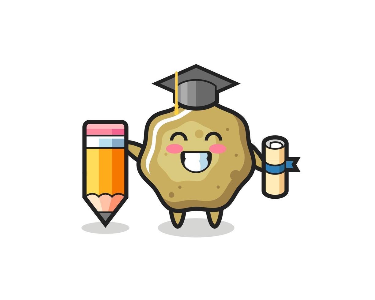 loose stools illustration cartoon is graduation with a giant pencil vector