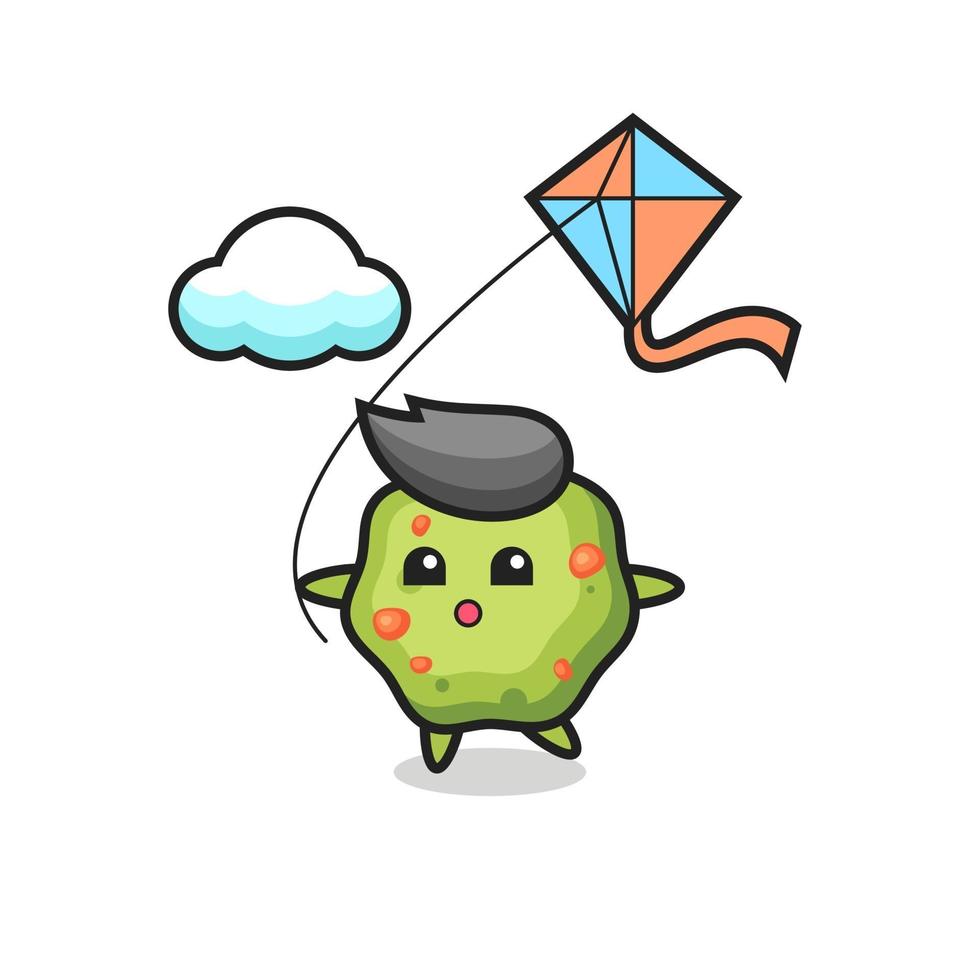 puke mascot illustration is playing kite vector