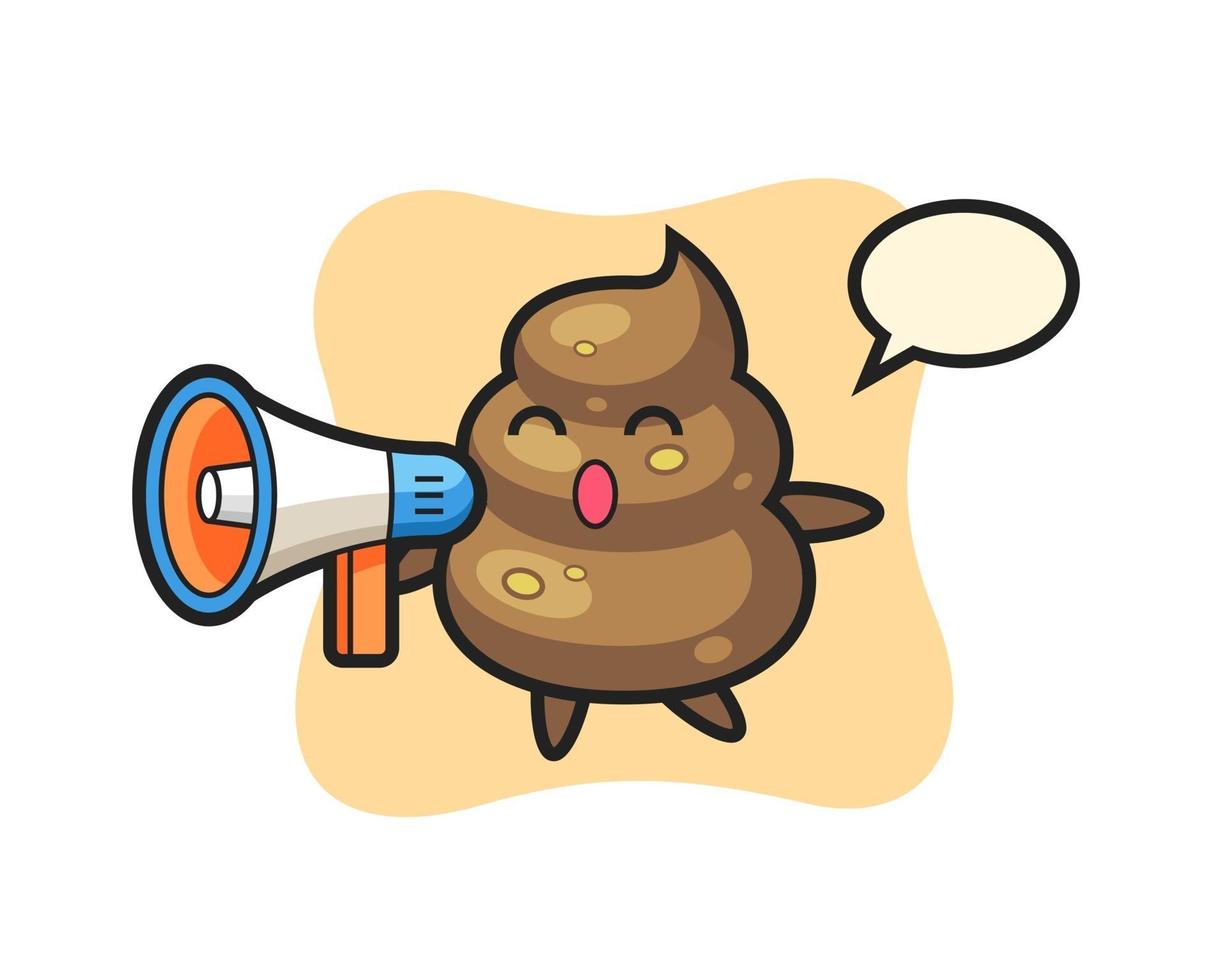 poop character illustration holding a megaphone vector