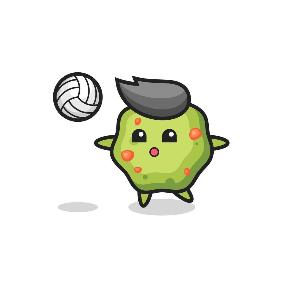 personaje de dibujos animados de vómito está jugando voleibol vector