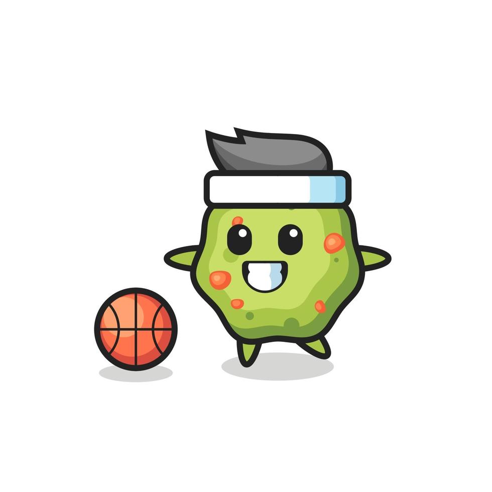 Illustration of puke cartoon is playing basketball vector