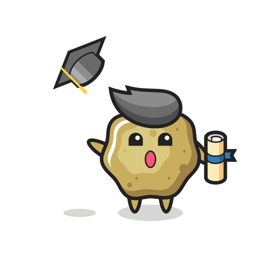 Illustration of loose stools cartoon throwing the hat at graduation vector