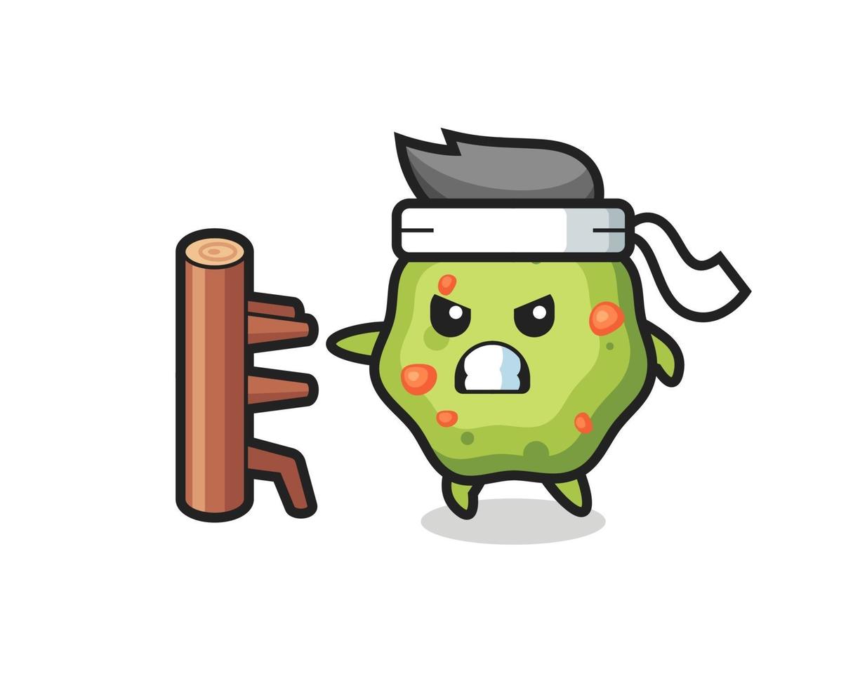 puke cartoon illustration as a karate fighter vector
