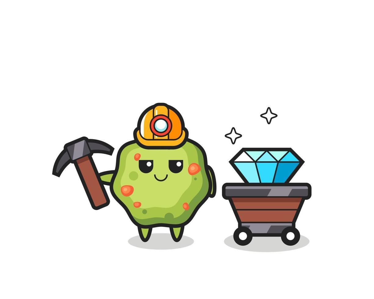 Character Illustration of puke as a miner vector