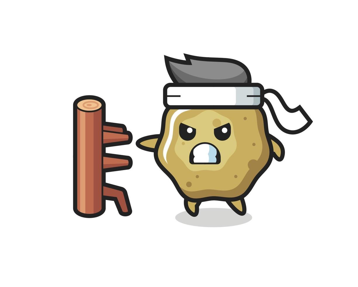 loose stools cartoon illustration as a karate fighter vector
