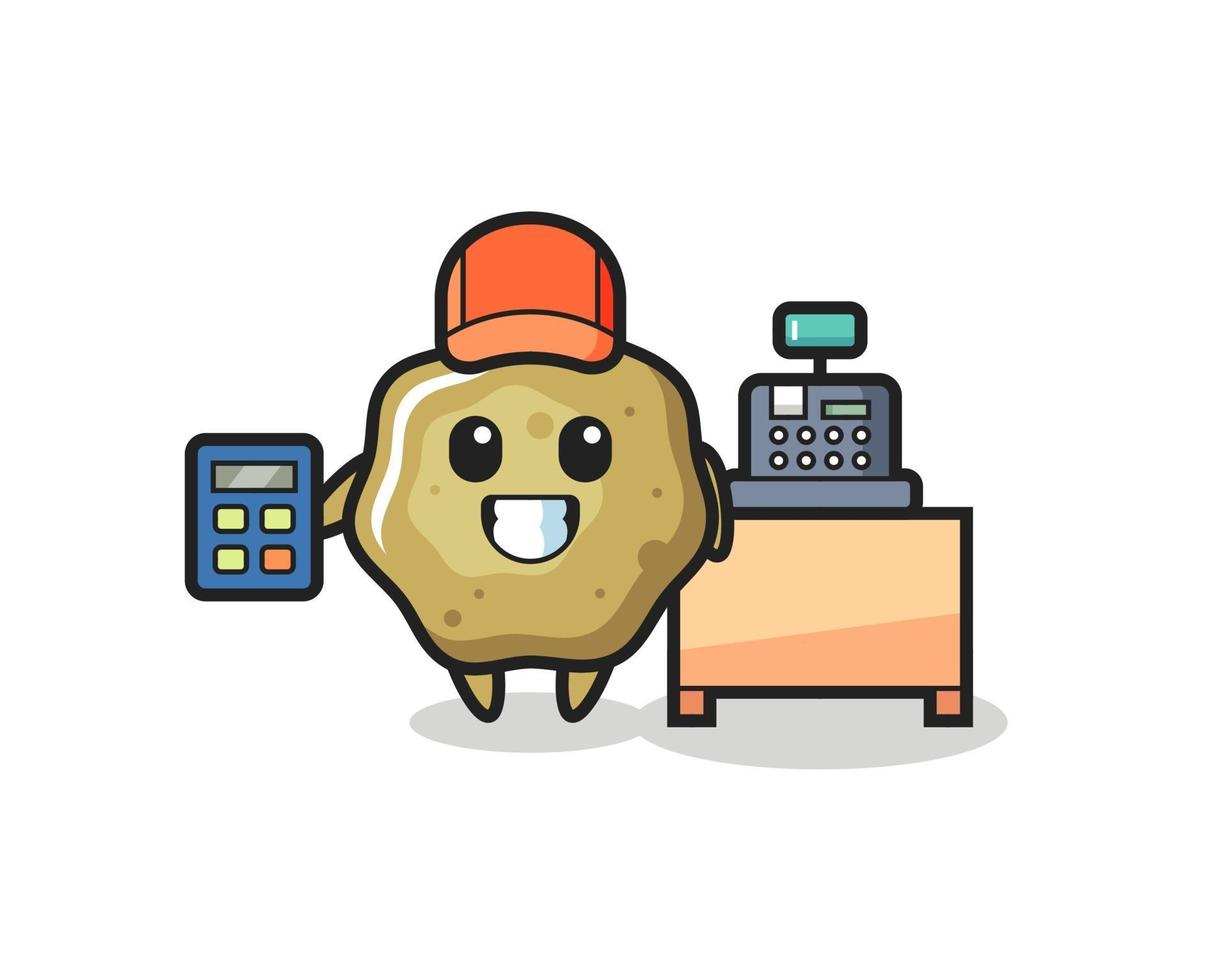 Illustration of loose stools character as a cashier vector