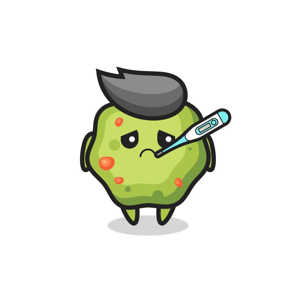 puke mascot character with fever condition vector
