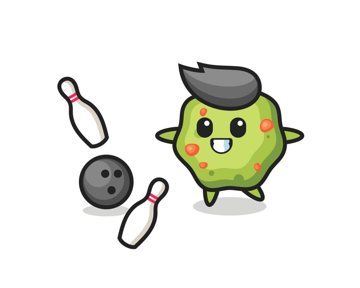 Character cartoon of puke is playing bowling vector