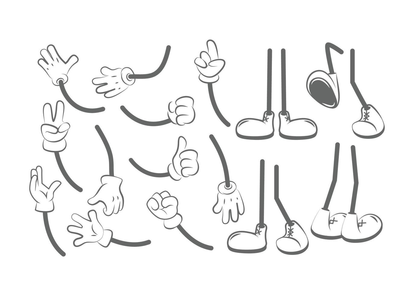 kit de creación de animación de manos y piernas ropa botas para personajes vector