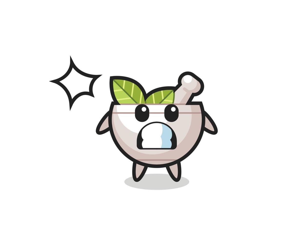 herbal bowl character cartoon with shocked gesture vector