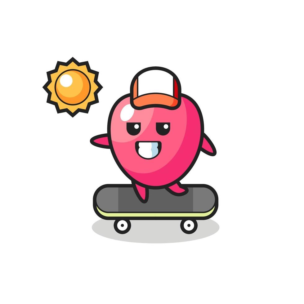 Ilustración de personaje de símbolo de corazón andar en patineta vector