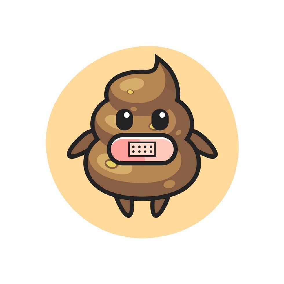 Cartoon Illustration of poop with tape on mouth vector