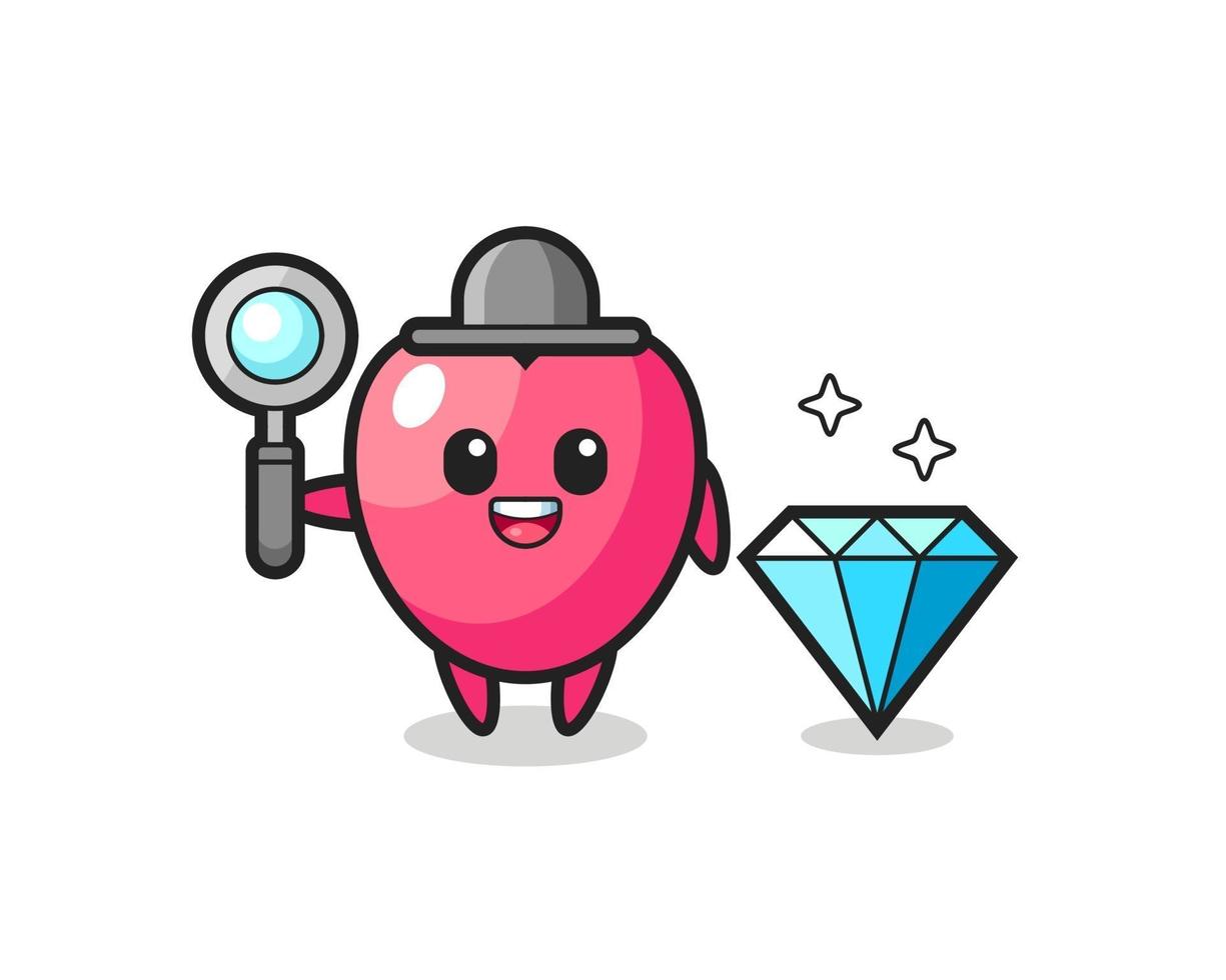 Ilustración del carácter del símbolo del corazón con un diamante vector