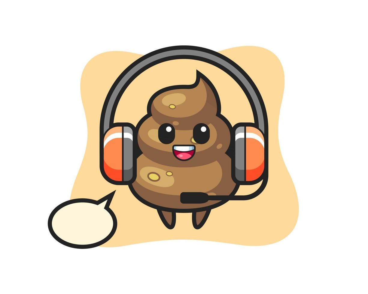 Cartoon mascot of poop as a customer service vector