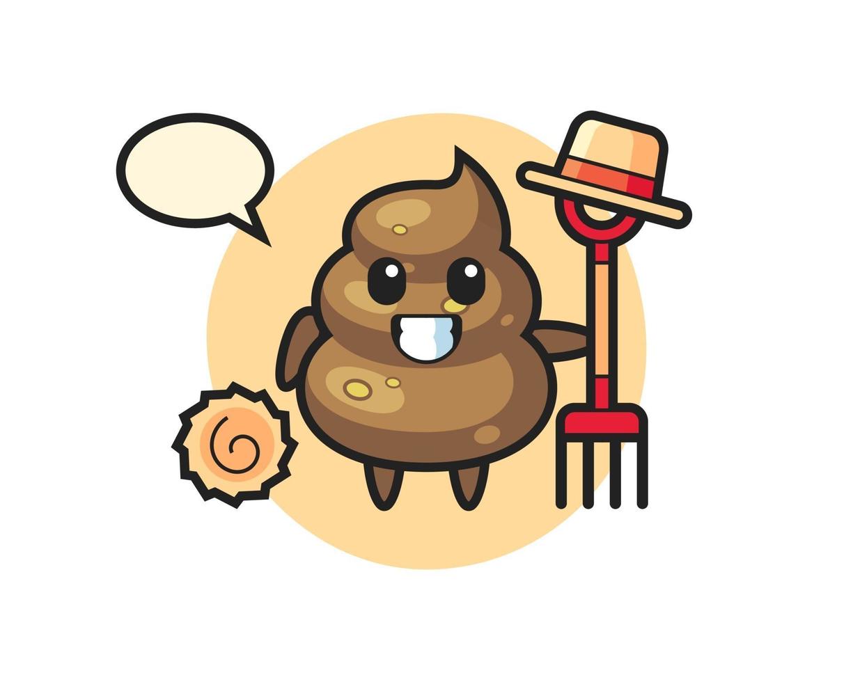 Mascot character of poop as a farmer vector